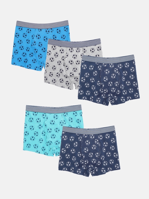 

Marks & Spencer Boys Pack of 5 Football Print Trunks T715678D, Blue