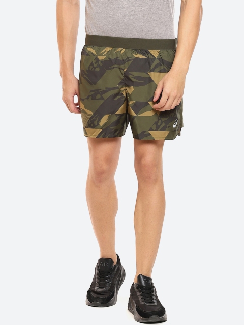 

ASICS Men Green Camouflage Printed Running Sports Shorts