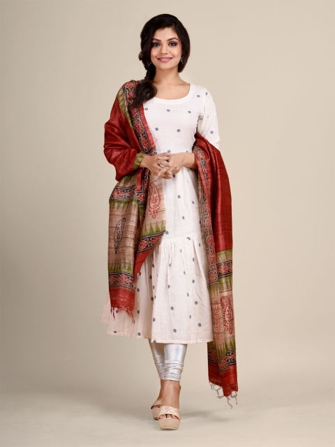 

Arhi Red & Green Printed Dupatta