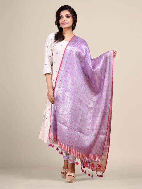 

Arhi Lavender & Magenta Checked Dupatta with Zari