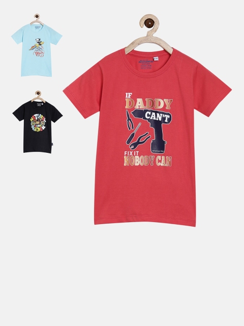 

American Kids Pack Of 3 Multicoloured Typography Printed T-shirt, Multi