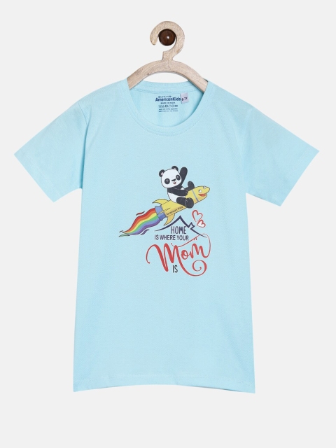 

American Kids Blue Printed Pure Cotton T-shirt