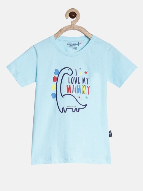 

American Kids Unisex Kids Blue Typography Printed V-Neck T-shirt