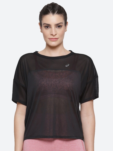 

ASICS Women Black Sports Style Running T-shirt