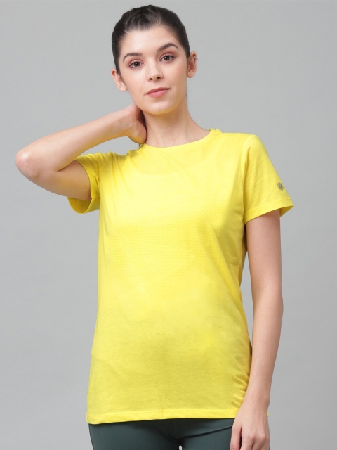 

ASICS Women Yellow Sports ESSENTIAL COTTON BLEND GPX SS T-shirt