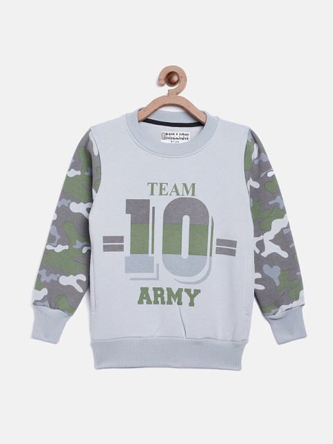 

Rabbit POCKET Boys Grey Printed Pullover Sweatshirt