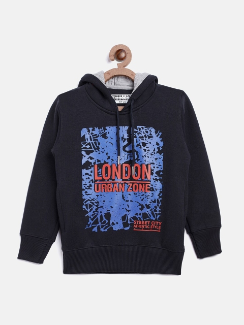 

Rabbit POCKET Boys Blue Graphic Printed Hooded Sweatshirt