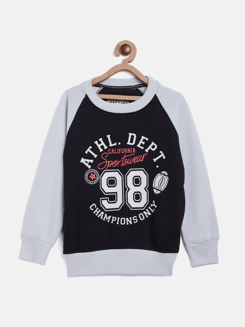 

Rabbit POCKET Boys Navy Blue & Grey Printed Sweatshirt