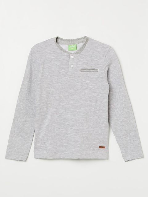 

Bossini Boys Grey Henley Neck Pockets T-shirt