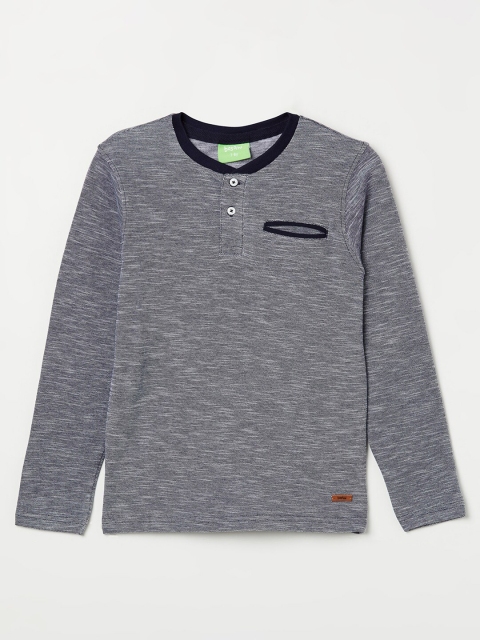 

Bossini Boys Grey Henley Neck Pockets T-shirt