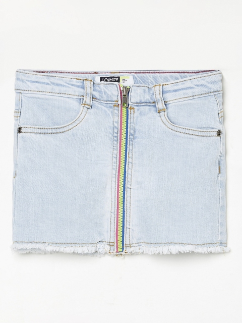 

Denimize by Fame Forever Girls Blue Solid Straight Above Knee-Length Denim Skirt