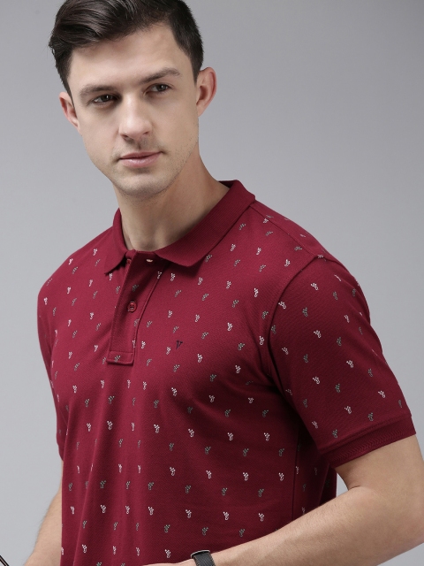 

Van Heusen Sport Men Maroon Conversational Printed Polo Collar Pure Cotton T-shirt