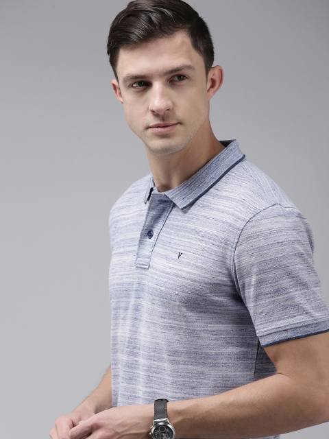

Van Heusen Sport Men Blue Striped Polo Collar T-shirt
