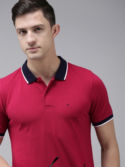 

Van Heusen Sport Men Magenta Solid Polo Collar T-shirt