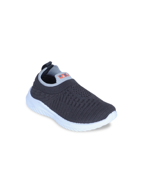 

FEETWELL SHOES Unisex Kids Grey Woven Design Slip-On Sneakers