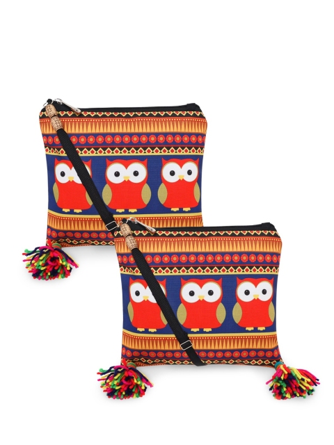 

All Things Sundar Multicoloured Structured Sling Bag with Tasselled, Multi