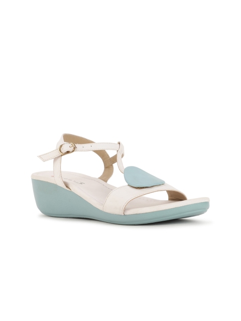 

Footin Blue & Beige Colourblocked PU Wedge Sandals