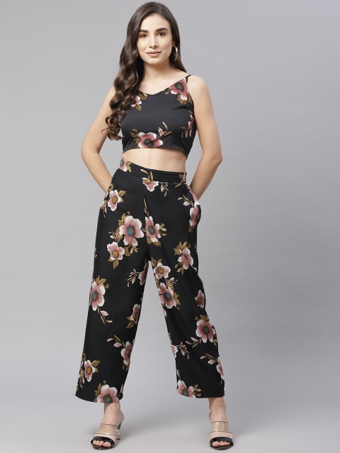 

SIRIKIT Black & Pink Floral Printed Co-Ord Set