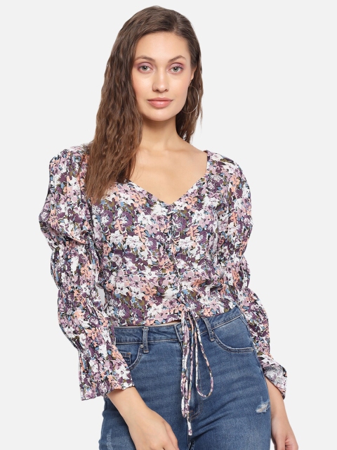 

Trend Arrest Multicoloured Floral Printed Regular Crop Top, Multi