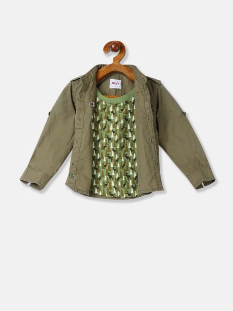 

Donuts Boys Green Opaque Casual Shirt