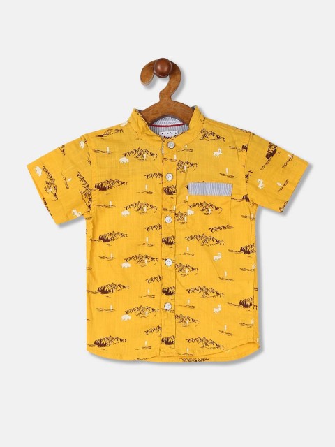 

Donuts Boys Yellow Opaque Printed Casual Shirt