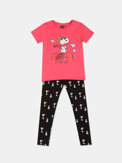 

Colt Girls Pink & Black Printed T-shirt with Leggings