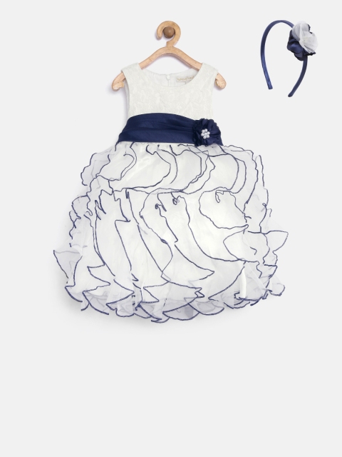 

Nauti Nati Girls White Ruffled Lace Fit & Flare Dress