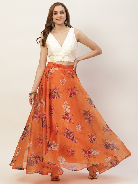 

Studio Shringaar Women Orange & White Ready to Wear Lehenga & Choli