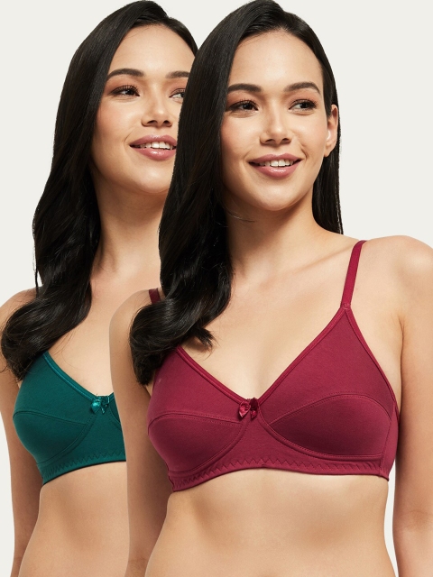 

max Pack Of 2 Maroon & Green Everyday Bra Underwired Lightly Padded