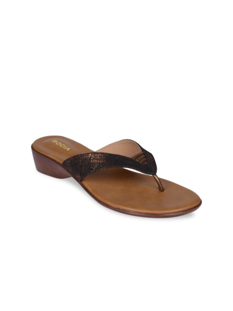 

Rocia Women Bronze-Toned Embellished T-Strap Flats