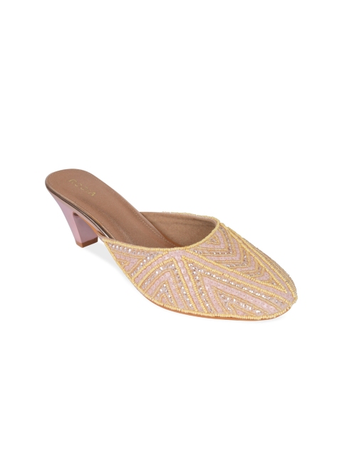 

Rocia Rose Gold Ethnic Kitten Mules