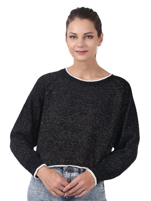

NoBarr Women Black Acrylic Pullover