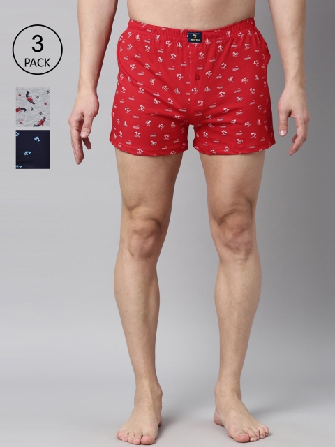 

Joven Men Pack of 3 Printed Pure Cotton BoxersJB3KV-GNDPBC, Grey