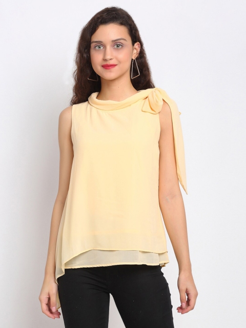 

Aujjessa Gold-Toned Layered Georgette A-Line Top