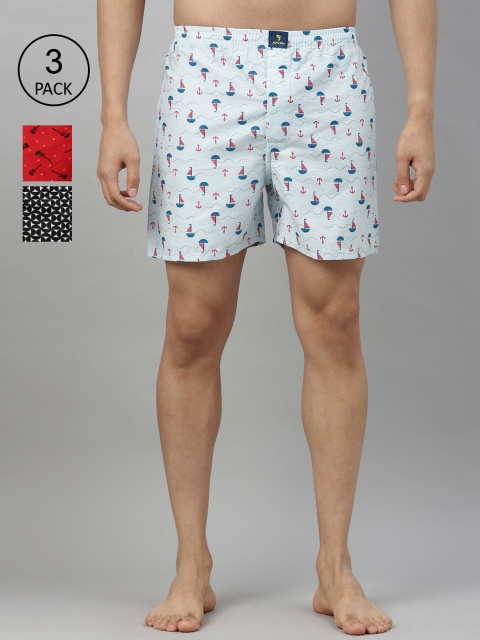 

Joven Men Pack Of 3 Printed Pure Cotton Boxers JB3PV-GTYTTA, Grey