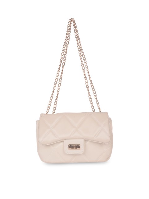 

Bagkok Cream-Coloured PU Structured Shoulder Bag with Quilted