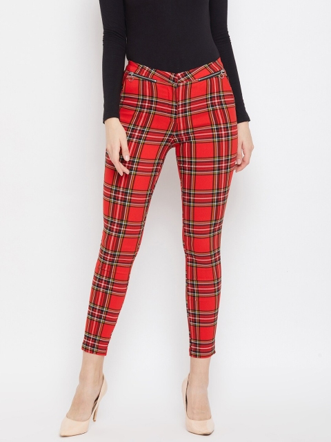 

Madame Women Red & Black Checked Cotton Jeggings