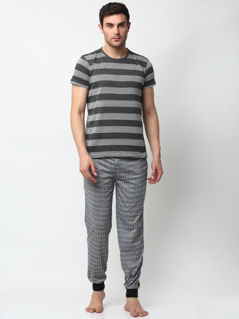 

VIMAL JONNEY Men Grey Striped Night suit