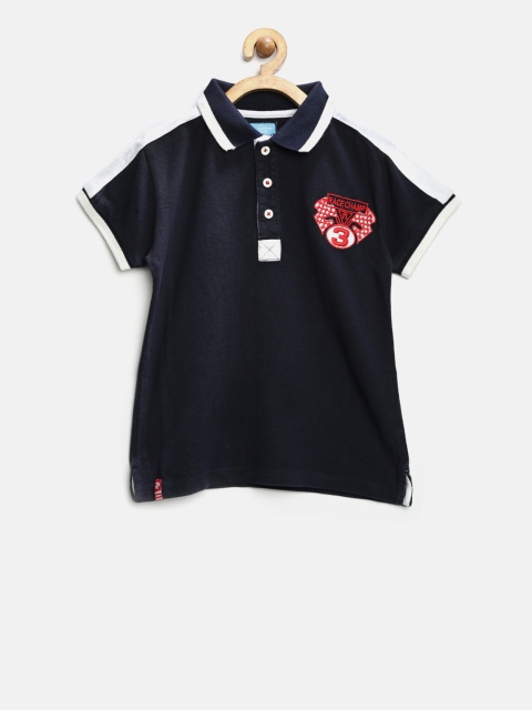 

Nauti Nati Boys Navy Solid Polo Collar T-Shirt, Navy blue