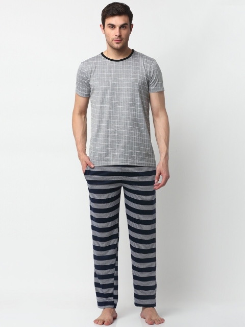 

Vimal Jonney Men Grey Striped Cotton Blend Track Suit