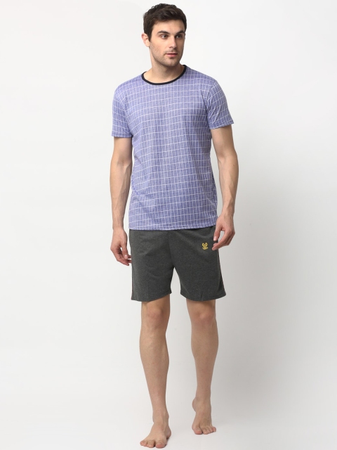 

VIMAL JONNEY Men Blue & Grey Checked Night suit