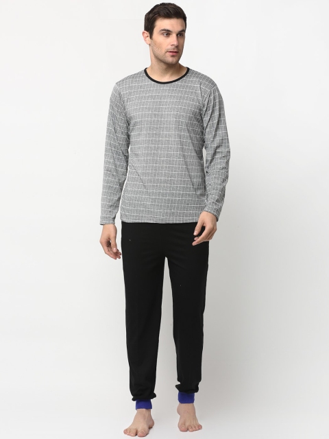 

VIMAL JONNEY Men Grey & Black Checked Night suit
