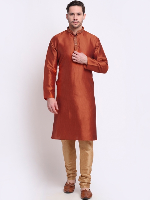 

KRAFT INDIA Men Rust Jacquard Kurta