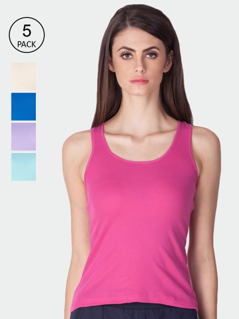 

Lux Cozi Women Solid Assorted Racerback Inner Vests Pack of 5