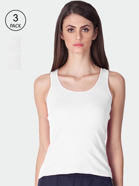 

Lux Cozi Women Pack Of 3 White Solid Tank Tops COZIHER_RACER_WH_3PC