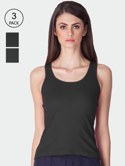 

Lux Cozi Women Black Pack of 3 Racerback Cotton Camisoles