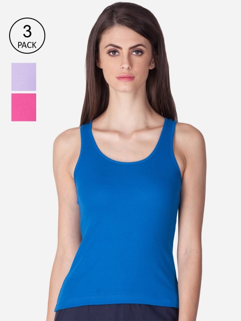 

Lux Cozi Pack of 3 Assorted Solid Round Neck Tank Tops