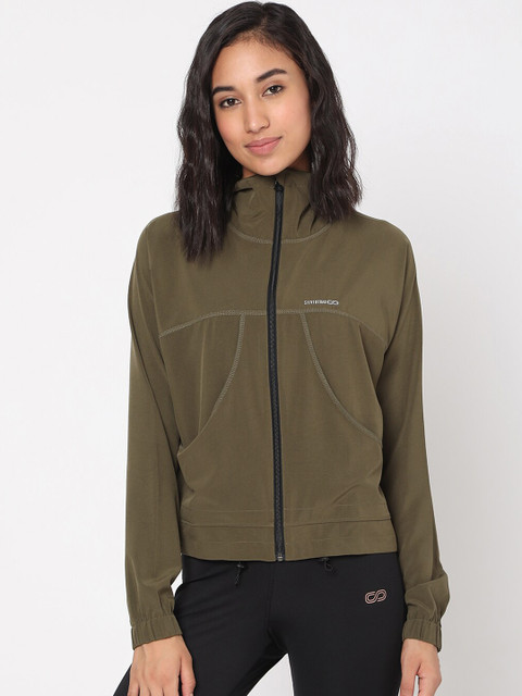 

Silvertraq Women Olive Green Lightweight Crop Sporty Jacket