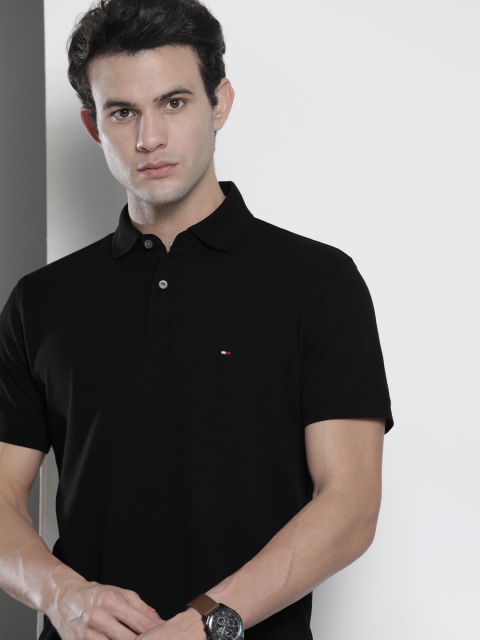 

Tommy Hilfiger Men Black Polo Collar T-shirt