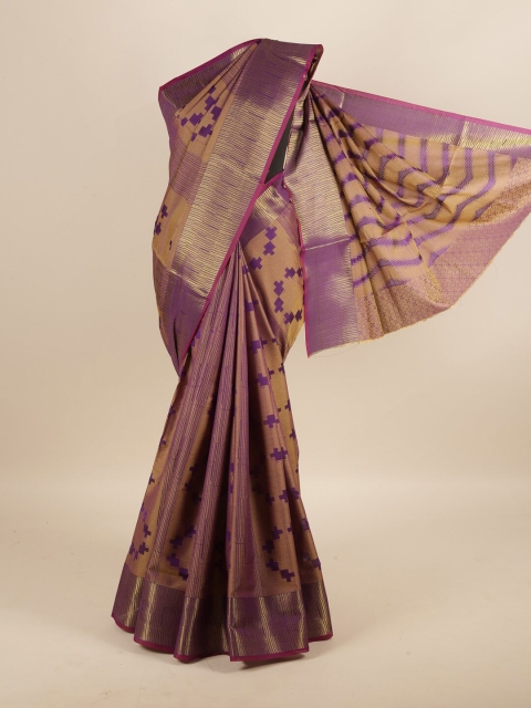 

Pothys Violet & Gold-Toned Woven Design Zari Saree